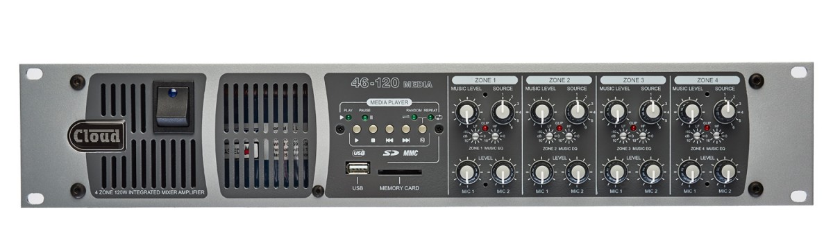 46-120Media 4 Zone Integrated Mixer Amplifier